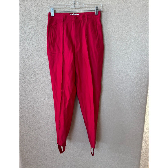 The Limited Vintage 80s Stirrup Pants Red Rayon Blend Spandex Stretch Sz 10 - Picture 1 of 8
